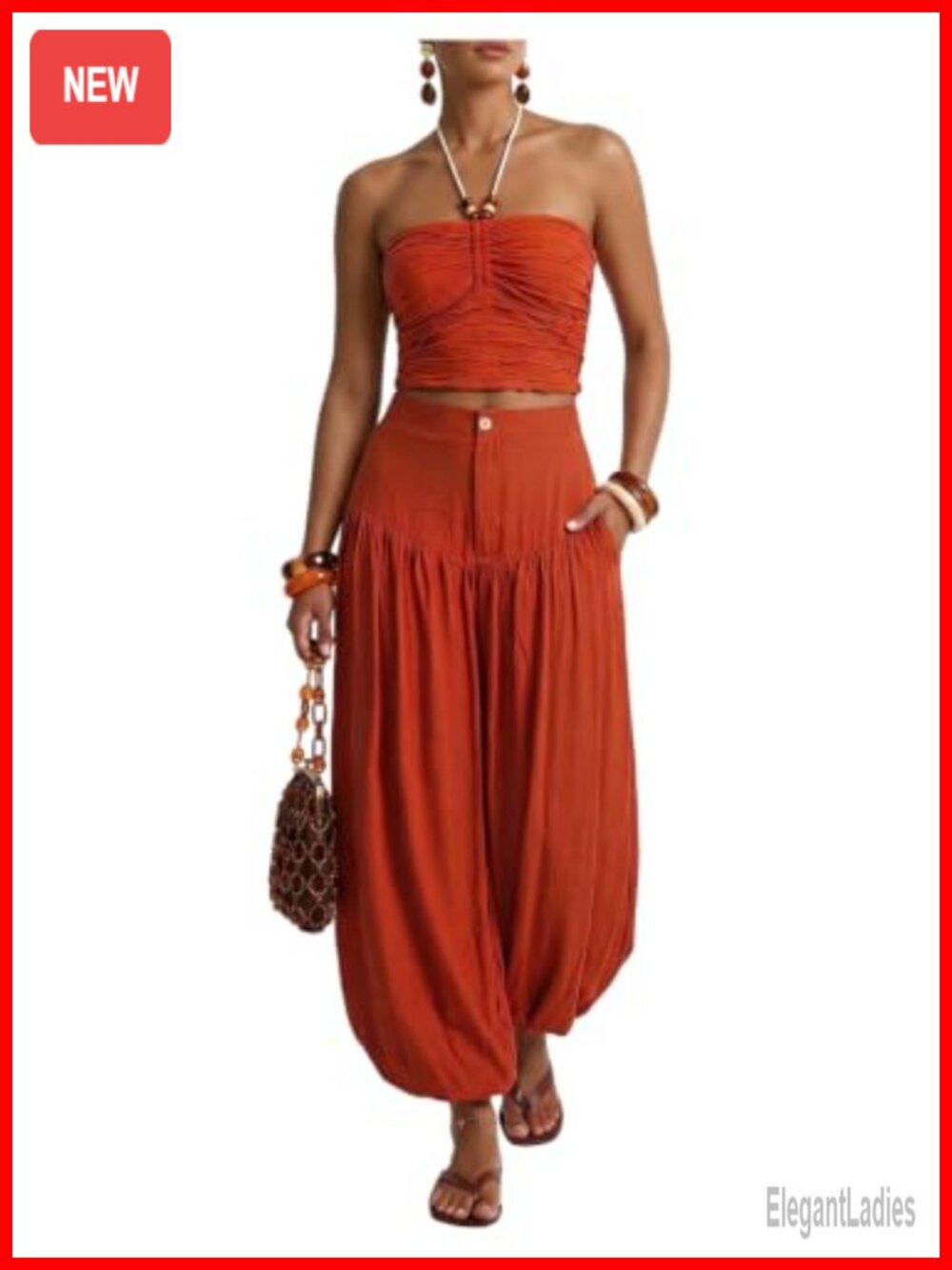 Boho Balloon Pants Wide Leg Harem High Rise Women's Trousers